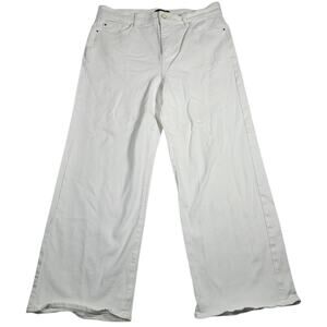 Ann Taylor White Wide Leg Crop Jeans High Rise Women's Size 10 Stretch Denim